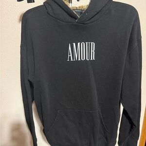 Forever 21 Black Hoodie with Amour Print